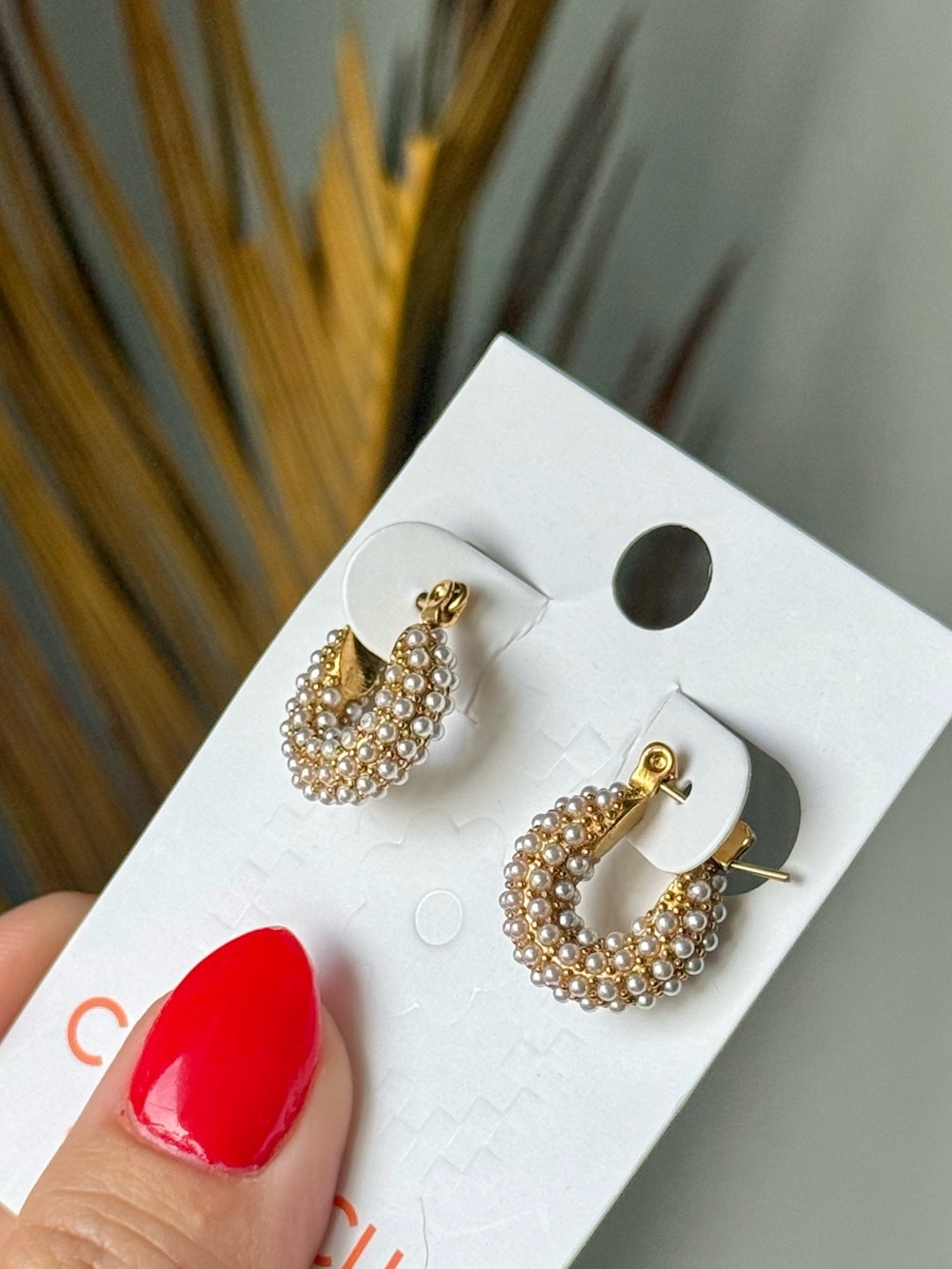 Vegan Multi Pearl Gold Hoop Earrings 18K Gold Plated | Waterpoof Hypoallergenic
